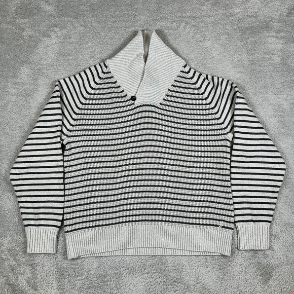 Nautica Other - Nautica Shawl Collar Striped Mens‎ Sweater Sz XXL Gray Stretchy Embroidered Logo
